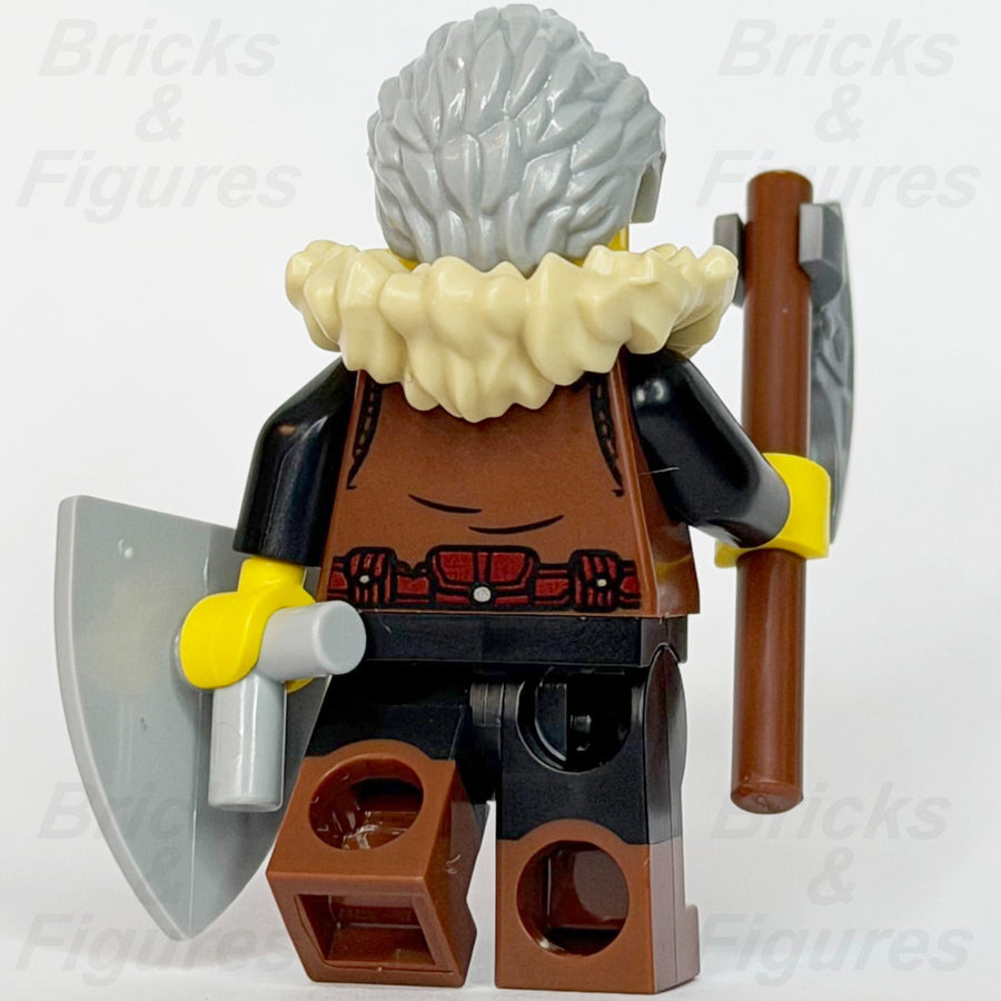 LEGO Castle Wolfpack Minifigure Male Axe Shield 910057 Series 6 bdp284 Grey Hair2
