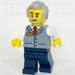 LEGO City Station Master Minifigure Train Sand Blue Vest Grey Hair 60469 cty19280