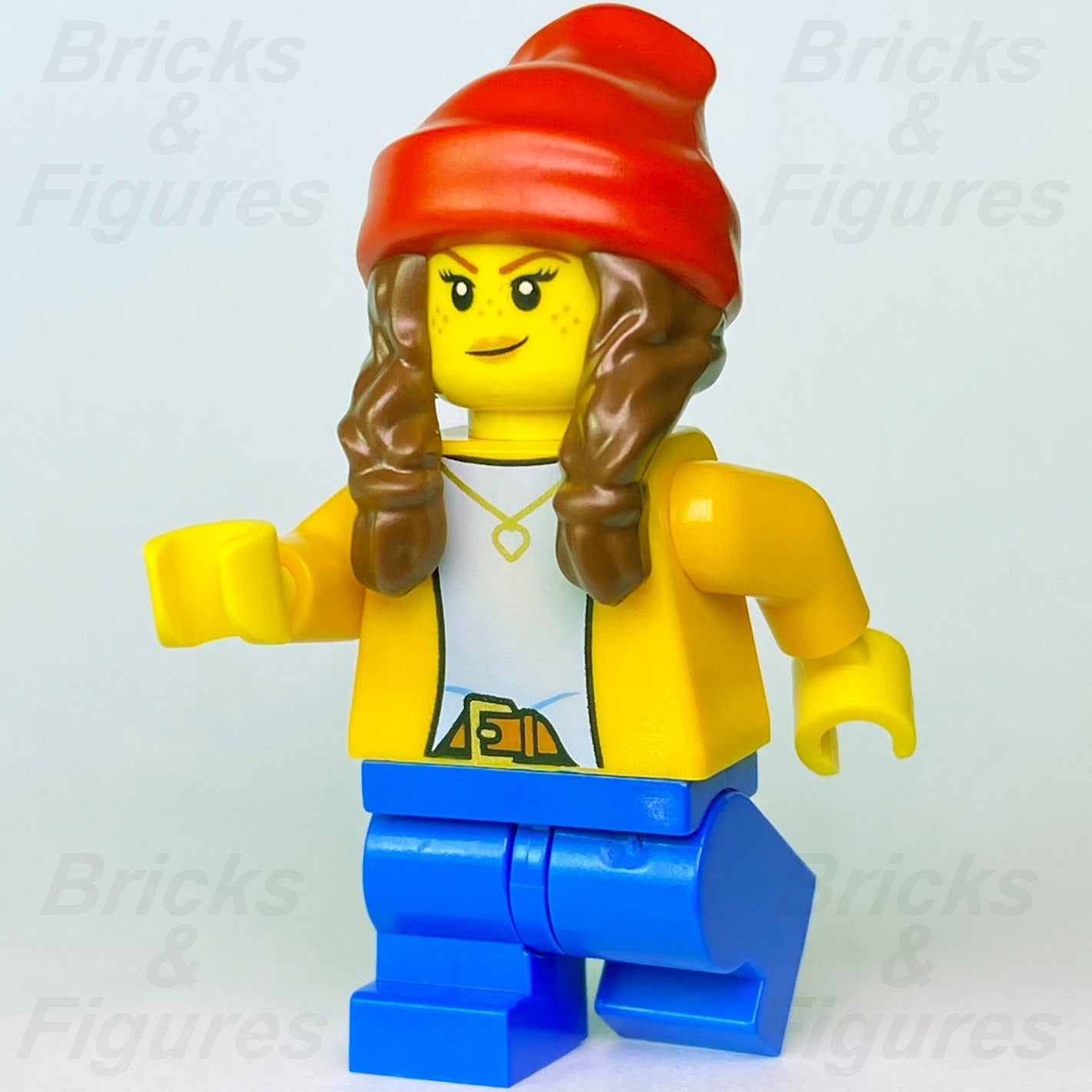 LEGO City Girl Minifigure Red Beanie Orange Jacket Building 60291 cty1235 Town0