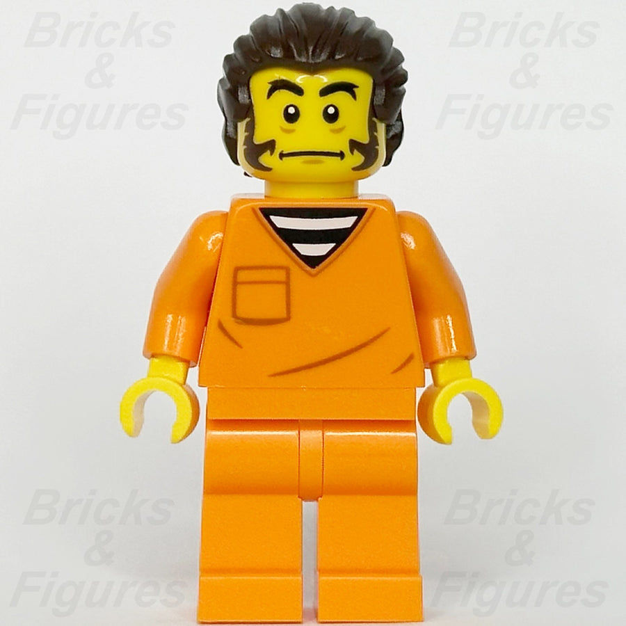 LEGO® City Jail Prisoner Minifigure Male Orange Jumpsuit Sideburns 60508 cty19911