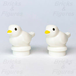 2 x Town City Ideas LEGO Small White Bird Orange Beak Animal 21324 60250 21318 - Bricks & Figures