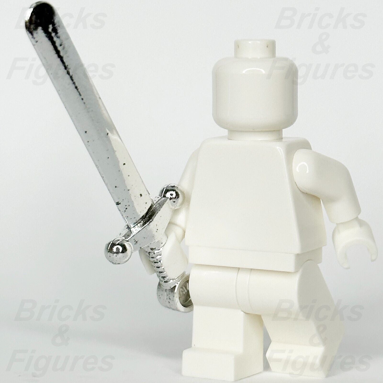 LEGO Chrome Silver Greatsword Sword Blade Minifigure Castle Part 59 71014 - Bricks & Figures