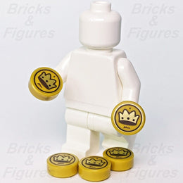 LEGO Crown Coin Pearl Gold Castle Disney Parts Round Tile 1 x 1 10305 43205 x 5 - Bricks & Figures