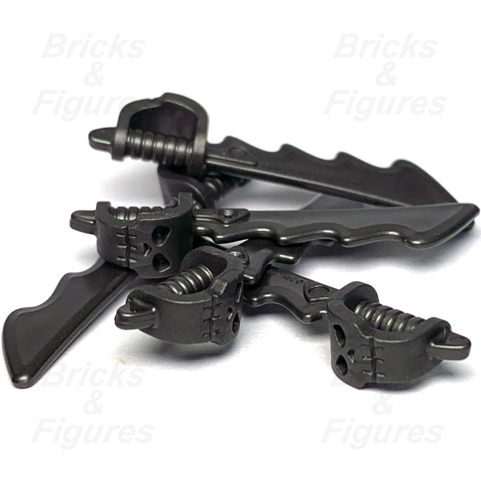 LEGO Dark Bluish Grey Cutlass Serrated Sword Minifigure Weapon Part Skull x 50