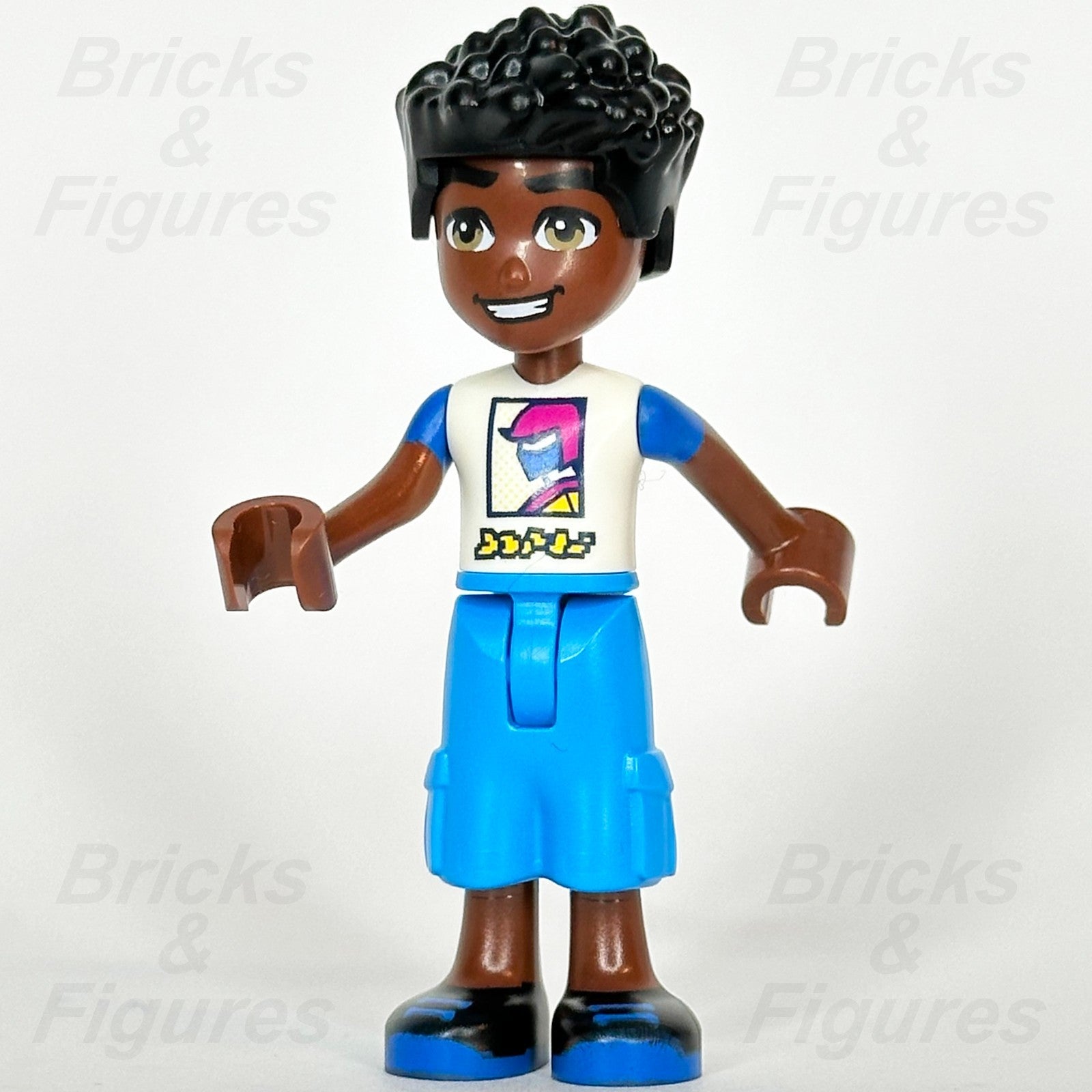 LEGO Friends Zac Minifigure White Blue Shirt w/ Racer Black Shoes 41751 frnd06160