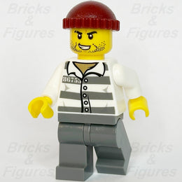 LEGO City Jail Prisoner 86753 Minifigure Police Red Knit Cap Scar 60241 cty11590