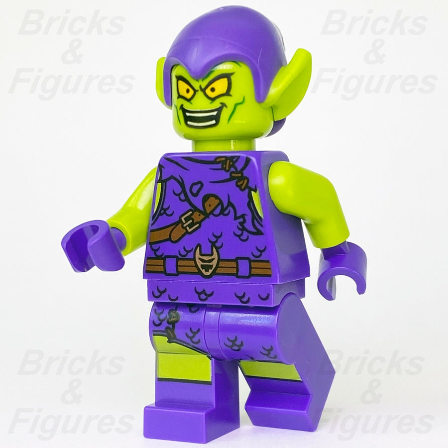LEGO Super Heroes Green Goblin Minifigure SpiderMan Lime Skin 76133 sh0545 Used0