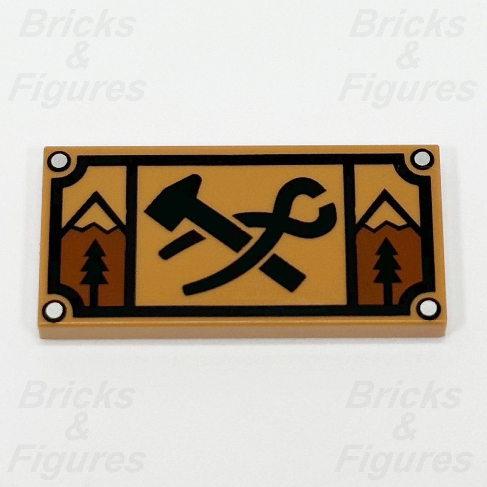 LEGO® Ideas Blacksmiths Sign Tile 2 x 4 Part Hammer Tongs Mountains 87079pb08710