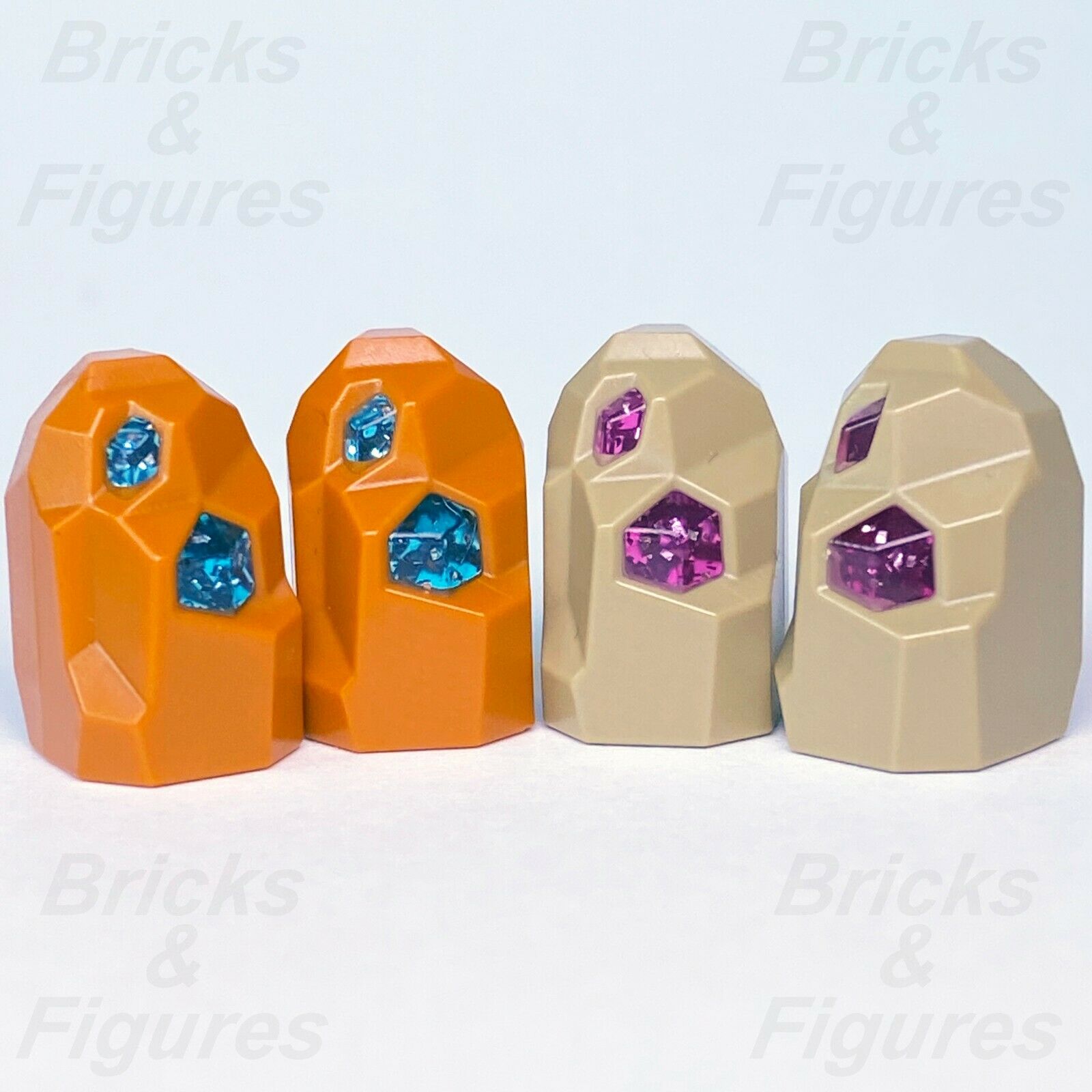 4 x Town City LEGO Rock Geode with Light Blue Dark Pink Crystals 60227 60228 - Bricks & Figures