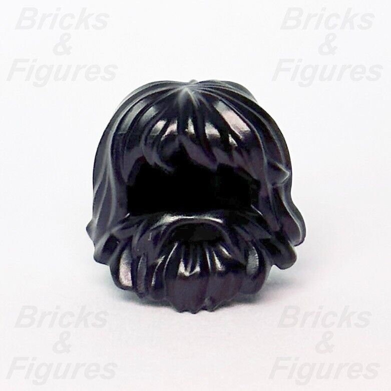 LEGO Black Hair Shaggy Beard Minifigure Part Long Hair & Mouth Hole 87999