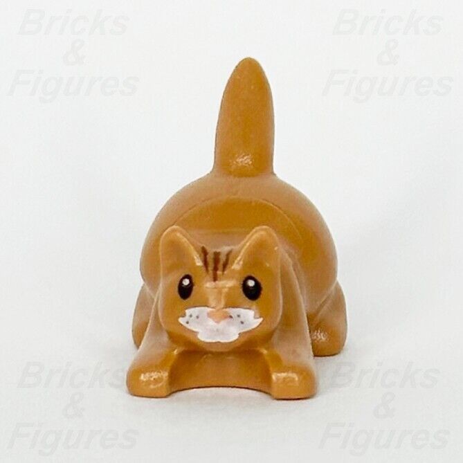 LEGO Orange Cat Animal Minifigure Part Crouching Kitten Dark Stripes 6251pb03 2