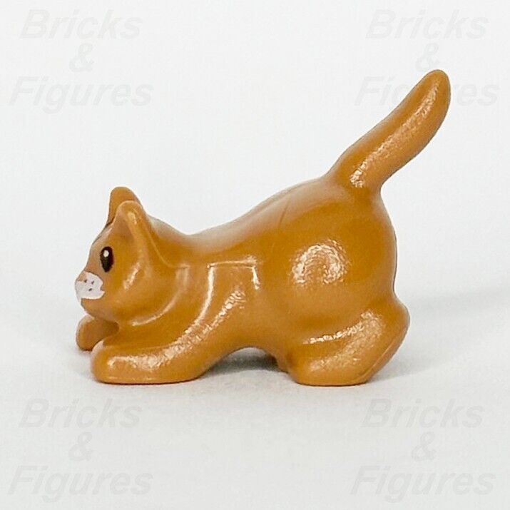 LEGO Orange Cat Animal Minifigure Part Crouching Kitten Dark Stripes 6251pb03 3