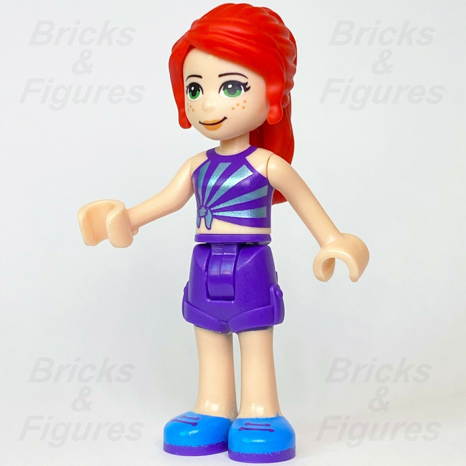 Friends LEGO Mia Nature Lover Dark Purple Shorts Striped Top Minifigure 41388 - Bricks & Figures