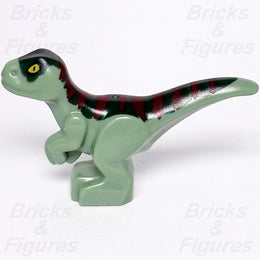 Jurassic World LEGO Baby Raptor Dinosaur Minifigure Part 76945 Green & Dark Red - Bricks & Figures