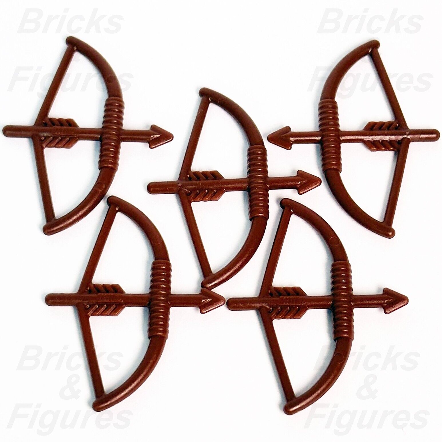 LEGO 5 x Reddish Brown Bow with Arrow Drawn Minifigure Weapon Parts 4499 61537 - Bricks & Figures