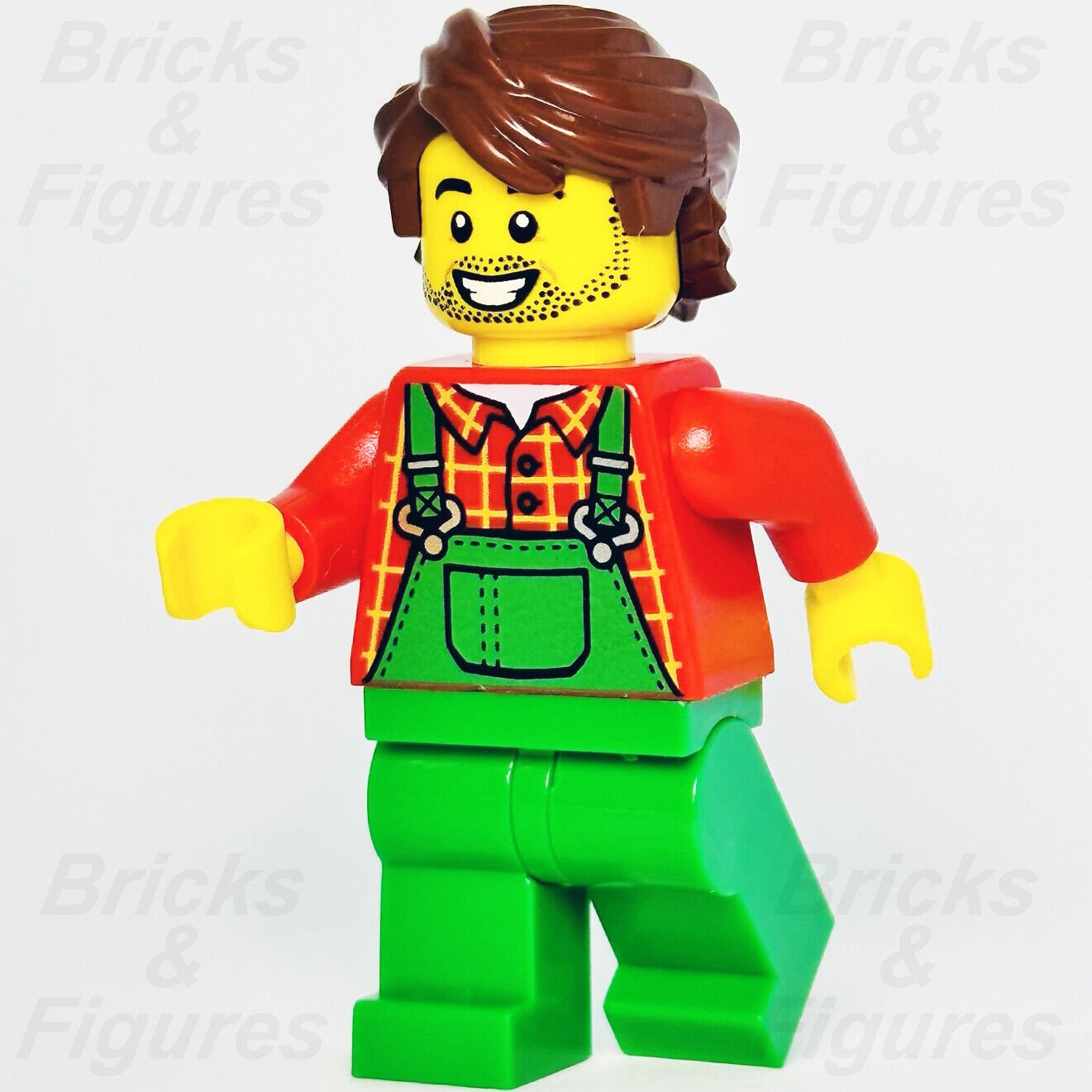 LEGO Farmer Male Town City Farm Minifigure with Green Overalls 60287 cty1227 - Bricks & Figures