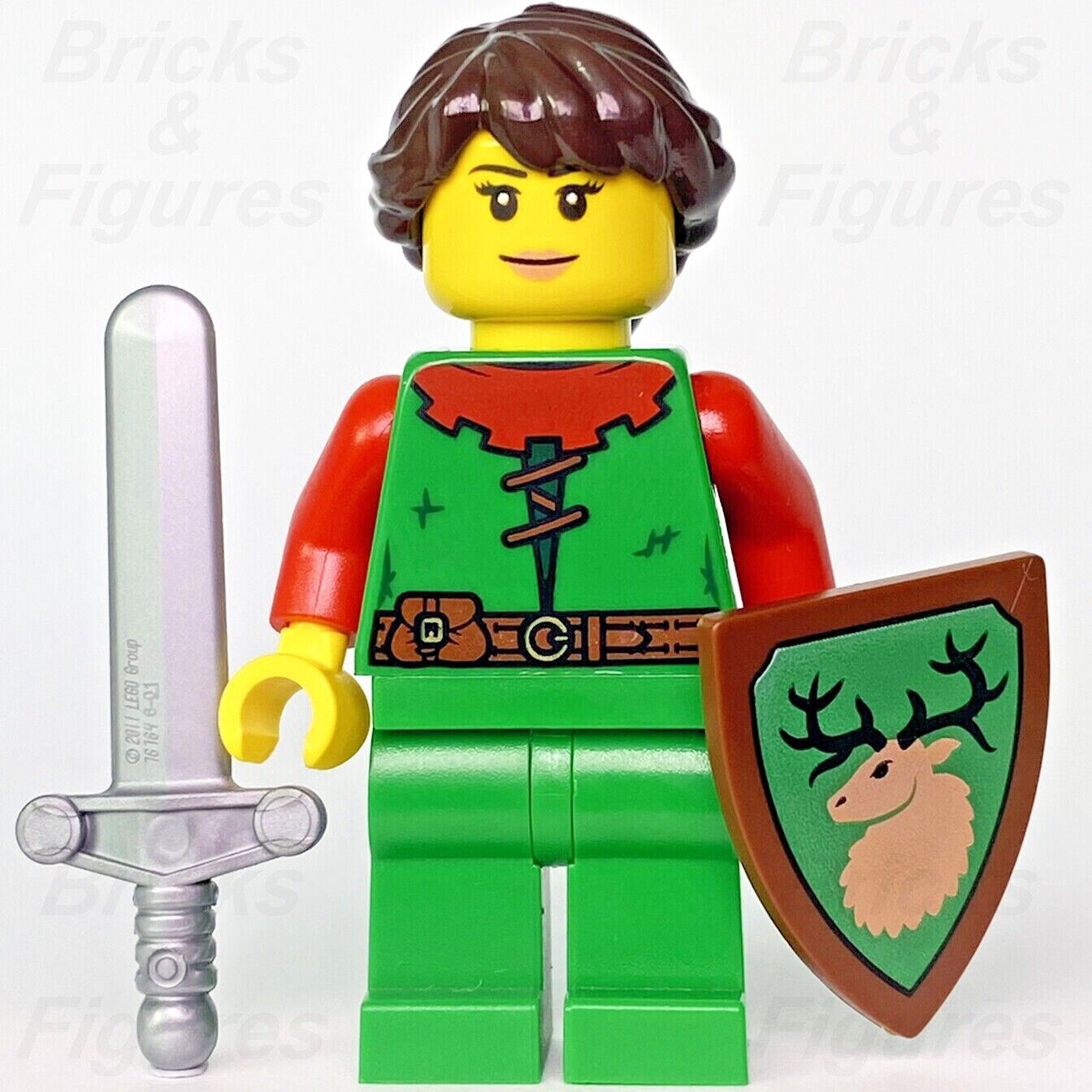 LEGO Forestwoman Castle Forestmen Minifigure with Sword & Shield 40567 cas558 - Bricks & Figures