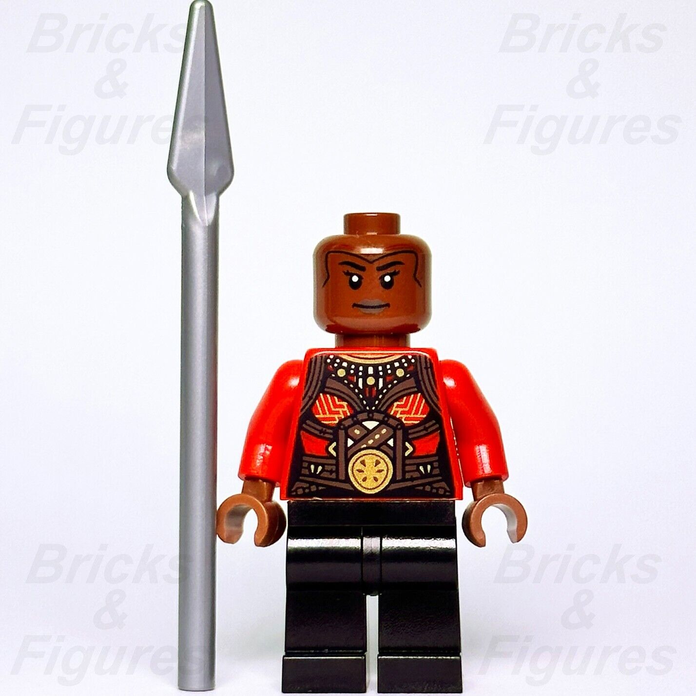 LEGO Marvel Okoye Minifigure Super Heroes Black Panther Red Top 76214 sh847 New - Bricks & Figures