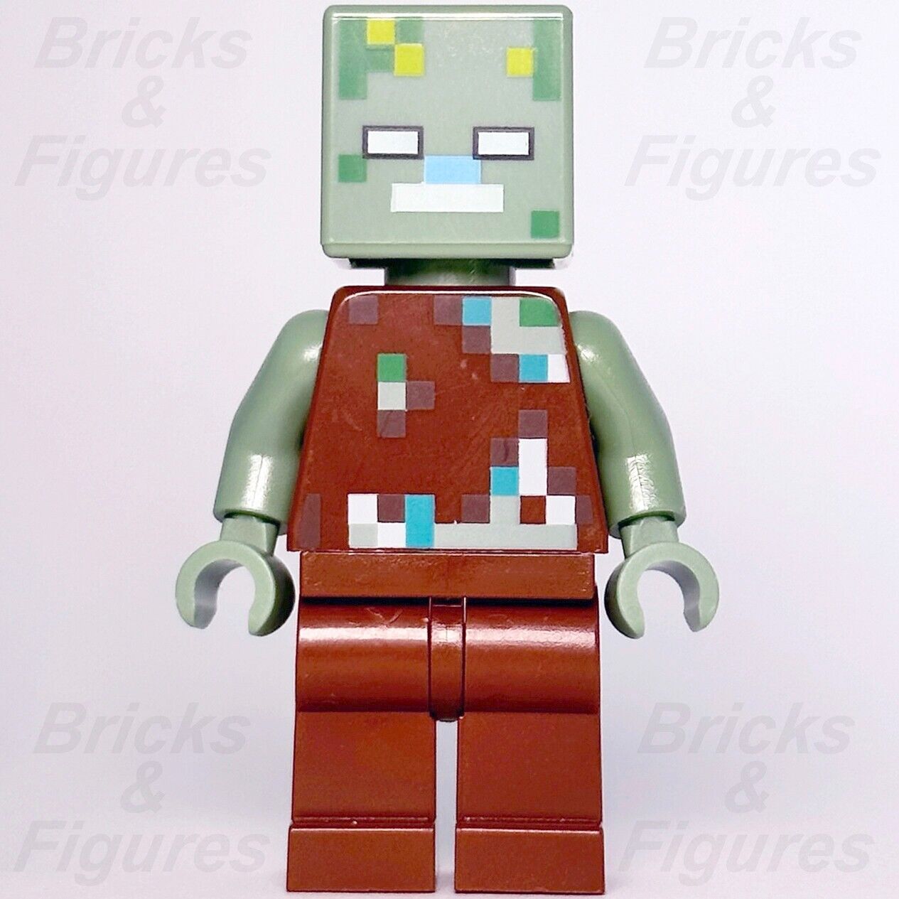 Minecraft LEGO Drowned Zombie Minifigure 21178 21164 662205 min088 New Minifig - Bricks & Figures