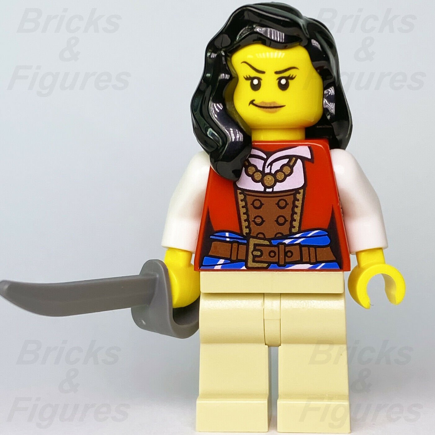 New Ideas LEGO Lady Anchor Pirates Minifigure with Sword from set 21322 idea067 - Bricks & Figures